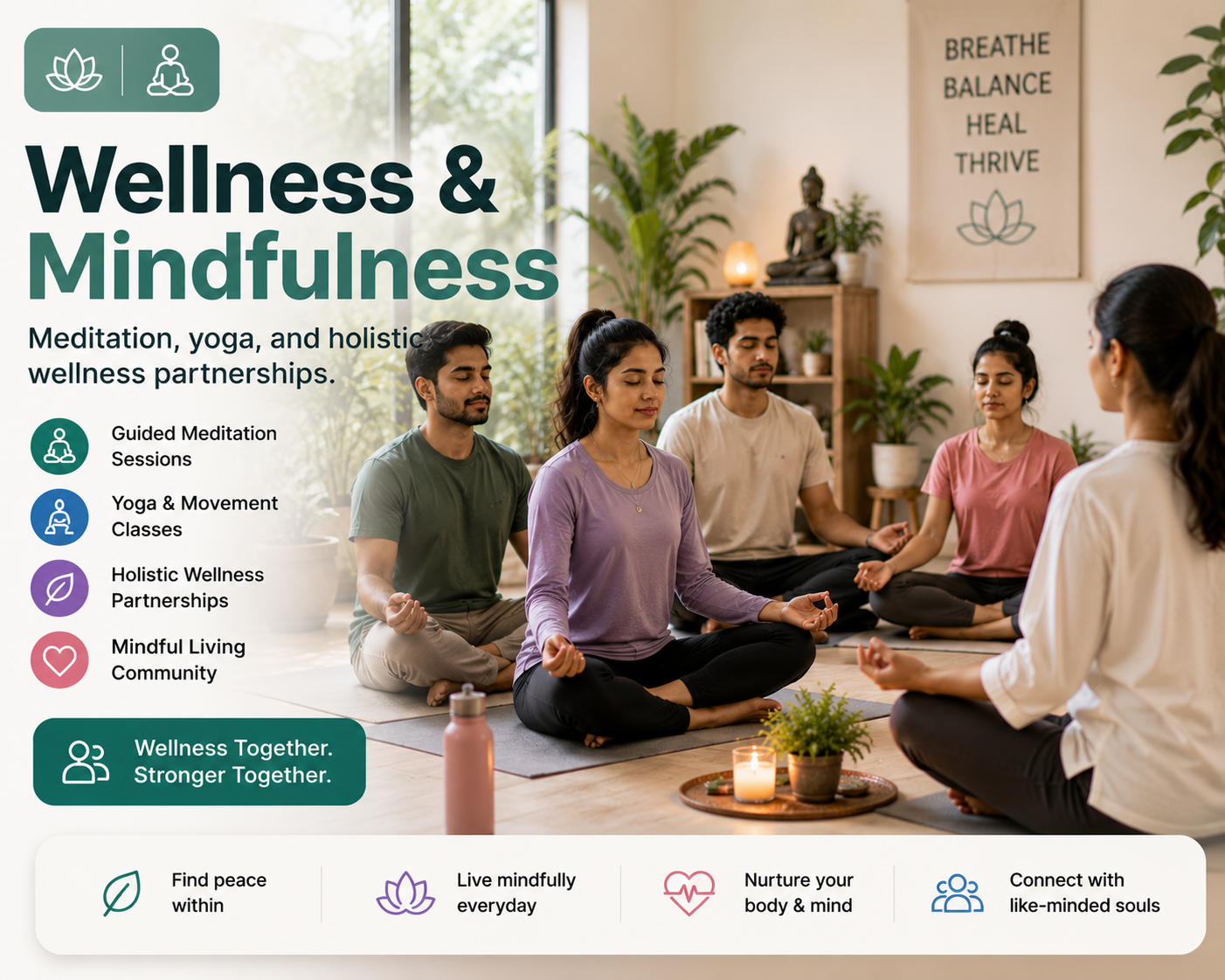 People practicing wellness and mindfulness outdoors